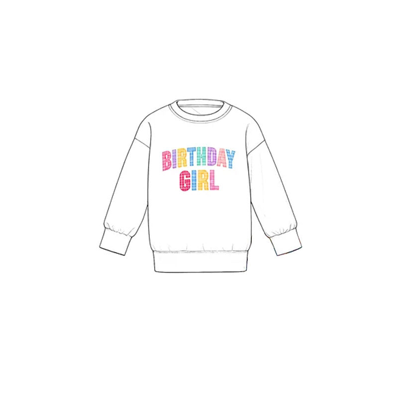 10.30 GT2010 Preorder Baby Girls Birthday Girl White Long Sleeve Top