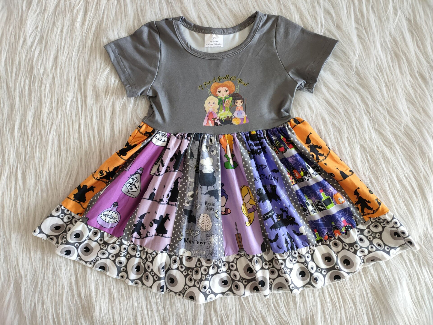 Short sleeve twirl dress Halloween design C1-24