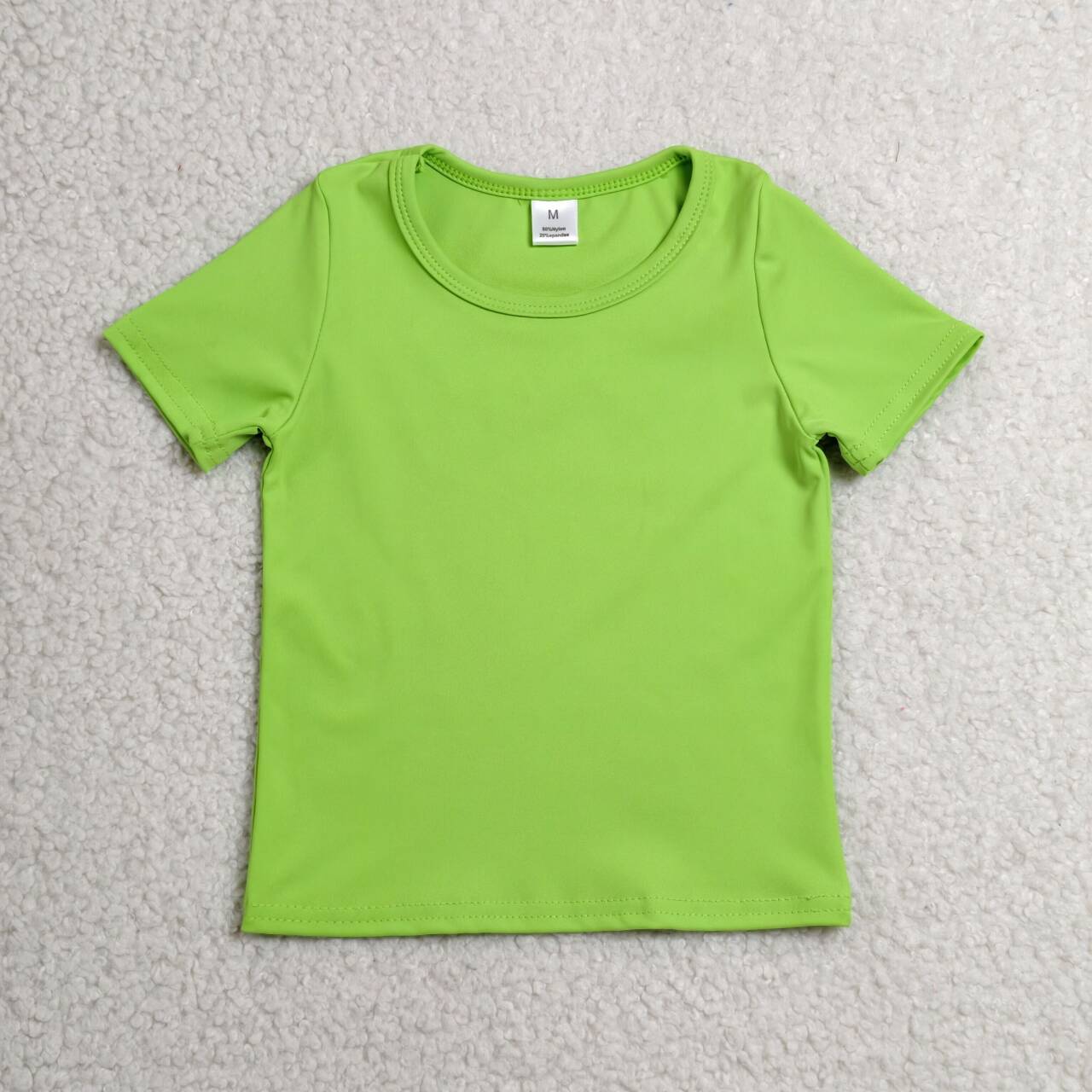 GT1636 Kids Girls Green Active Short Sleeve Yoga Tee Shirts Top