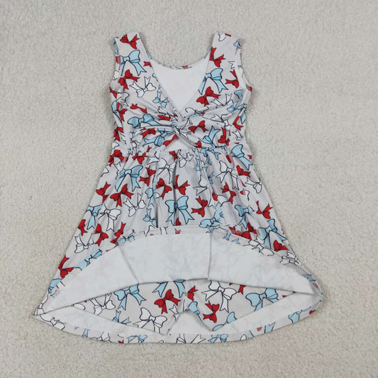 Baby Girls July 4th Red Blue Bow USA Sleeveless Active Dress