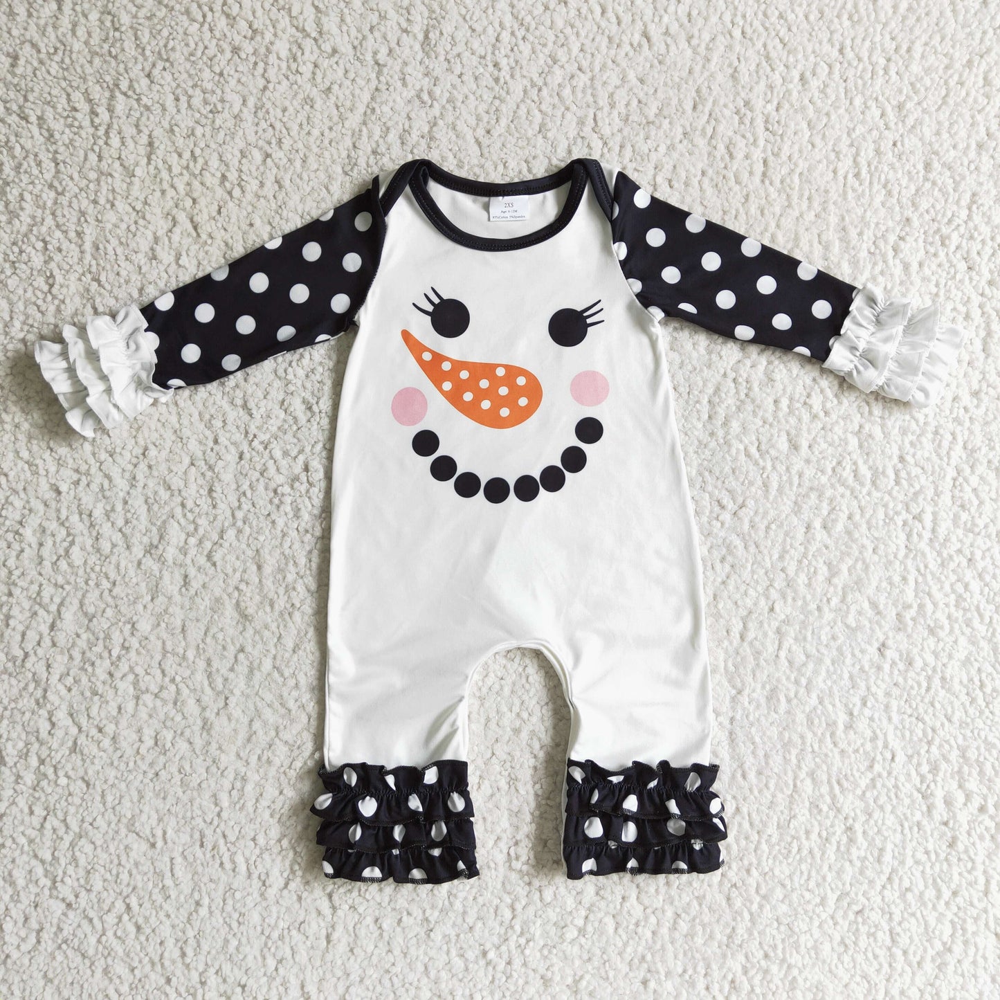 Girls long sleeve snowman design romper LR0192