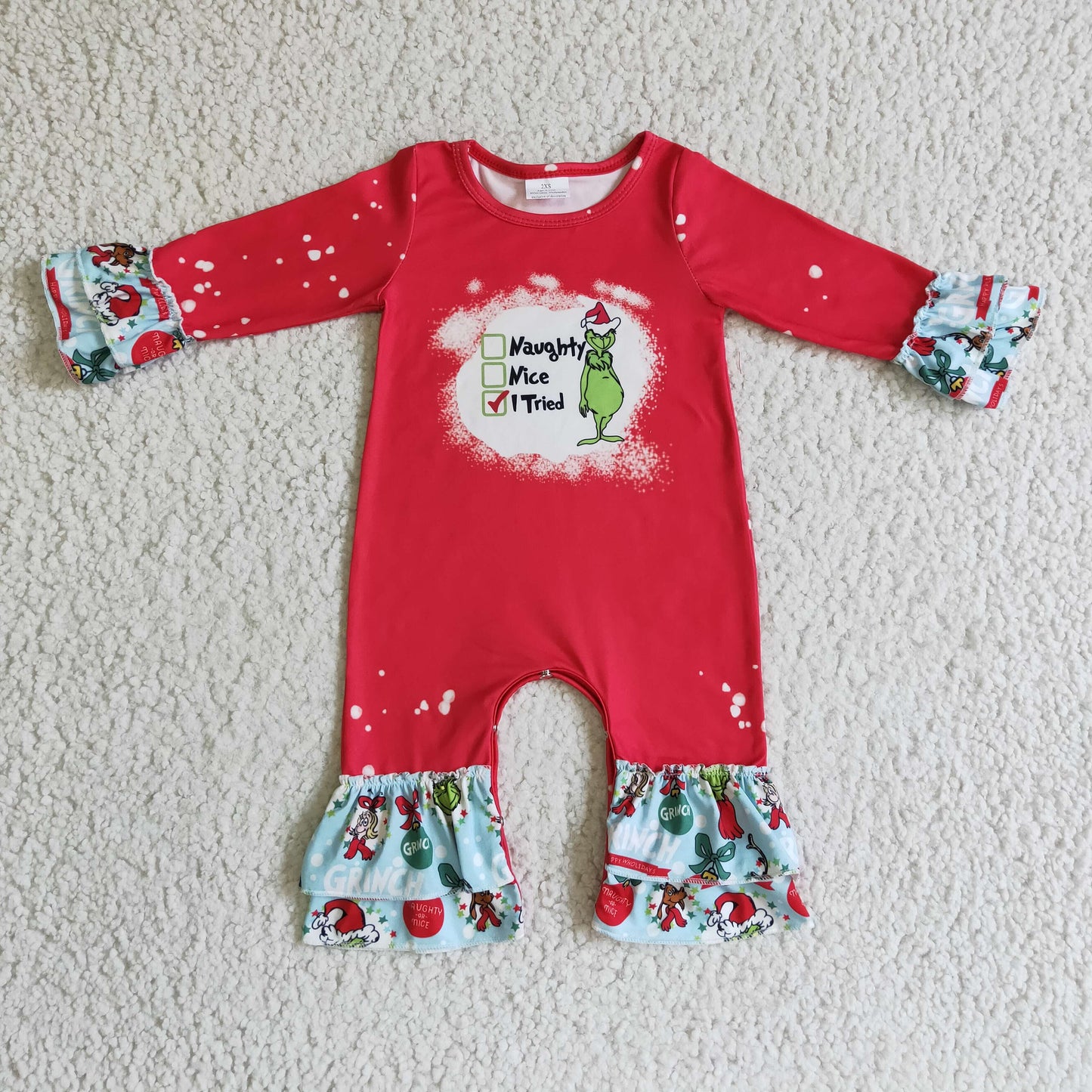 Girls Christmas ruffle romper LR0193