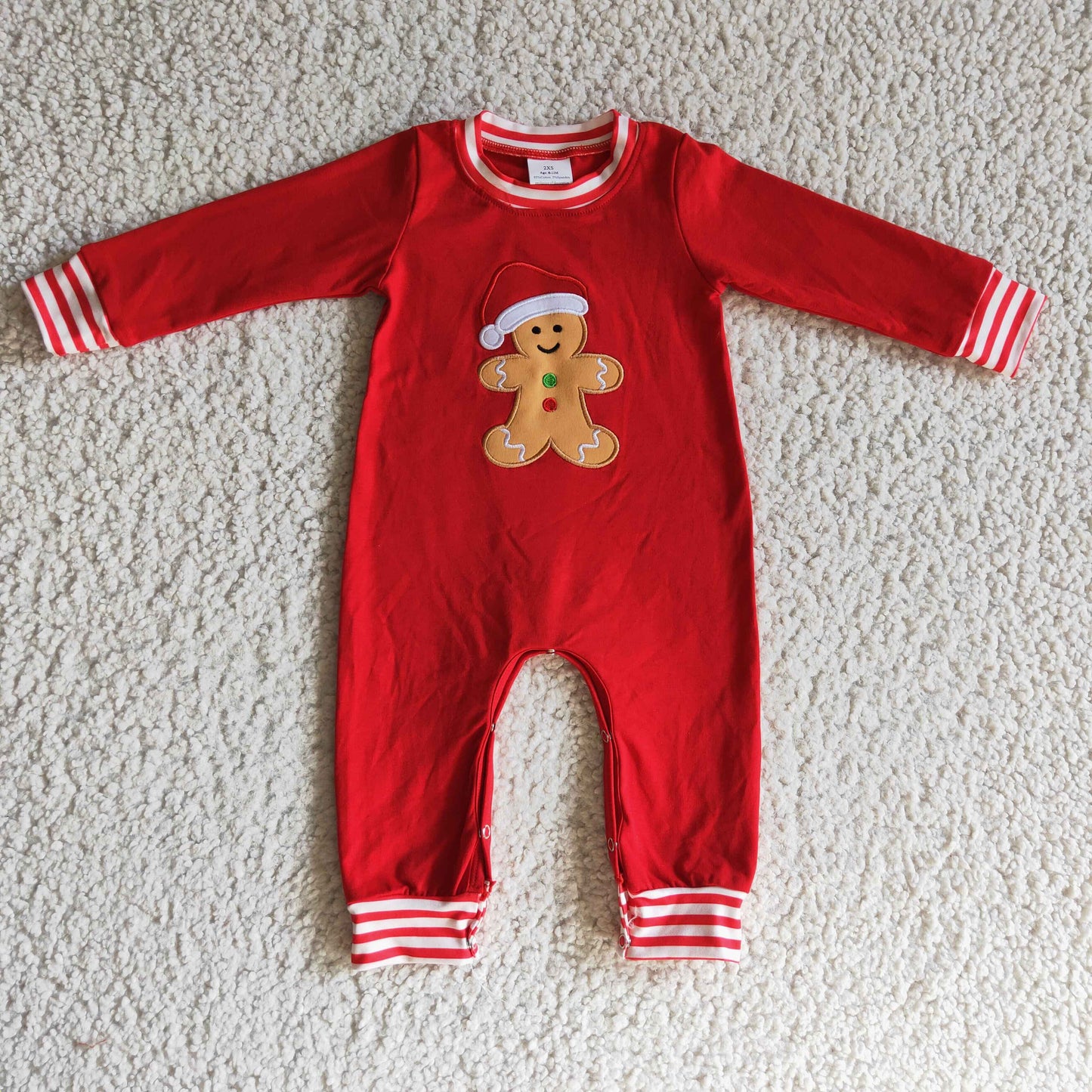 Boys Christmas Gingerbread print romper LR0195