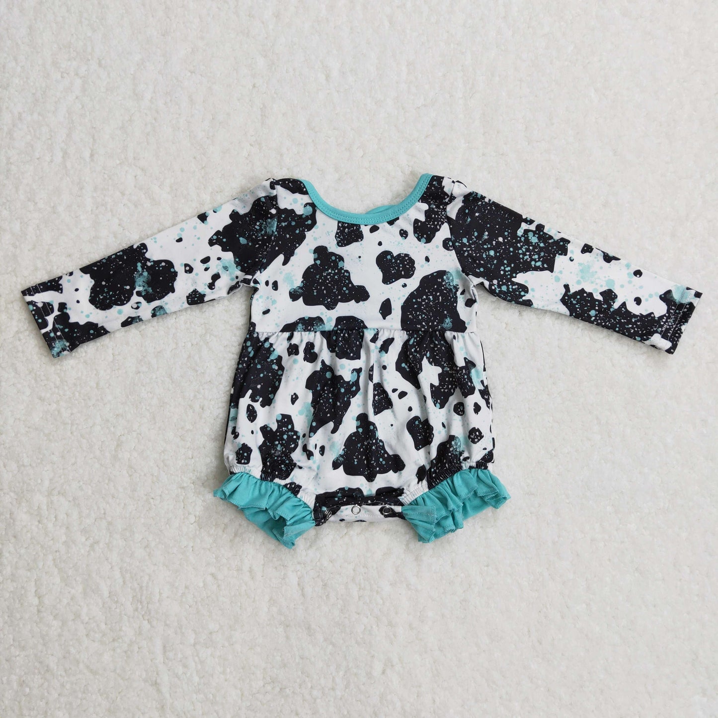 Girls cow print romper LR0197