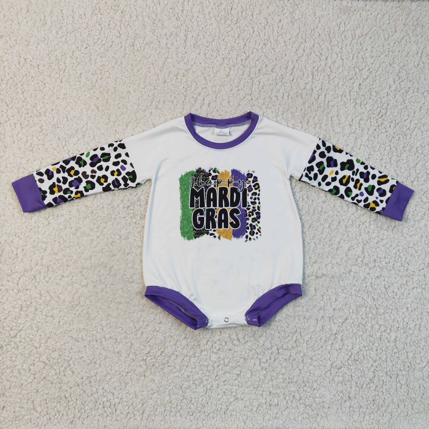 Baby Mardi Gras long sleeve romper LR0226
