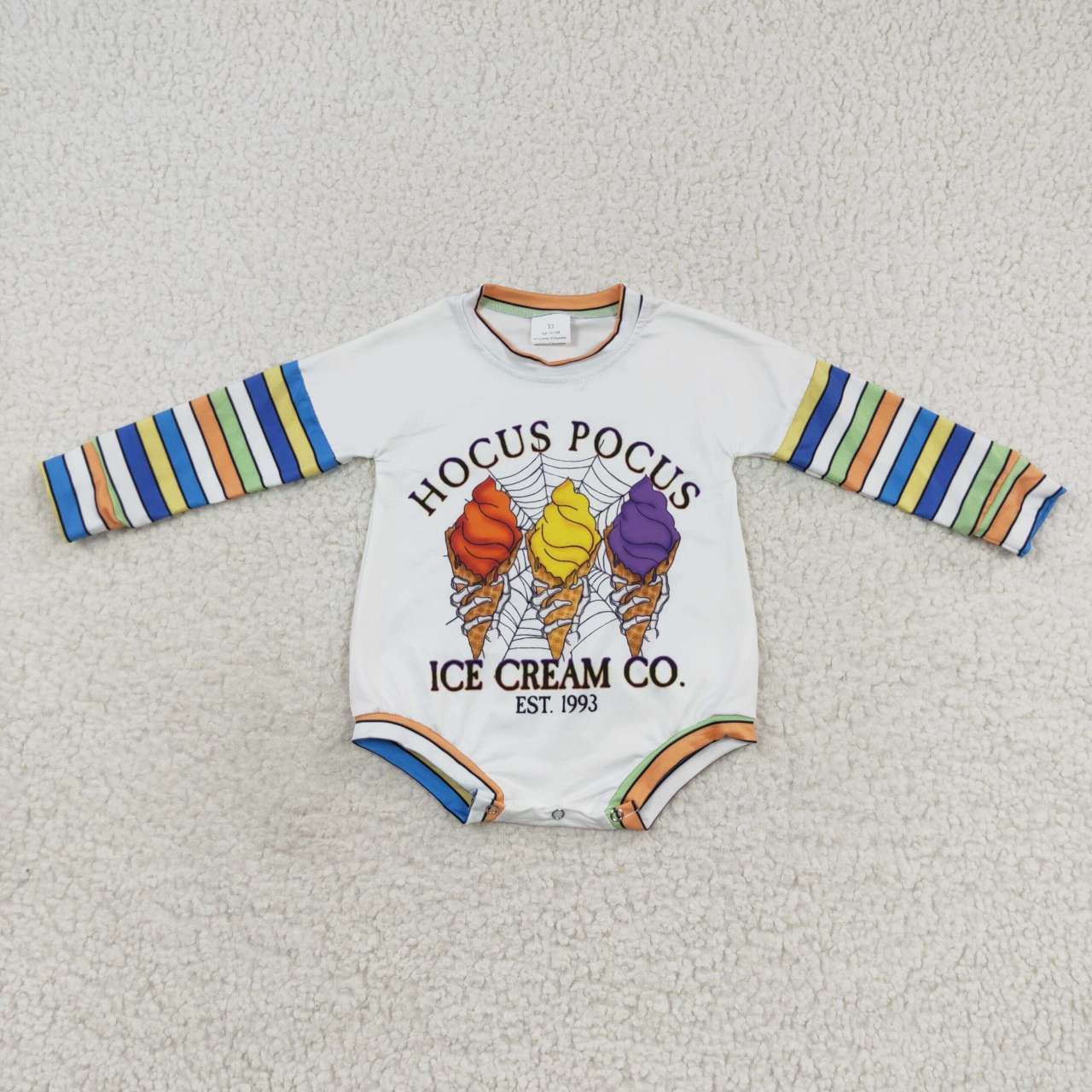 LR0497 Witch Stripes Print Baby Halloween Romper