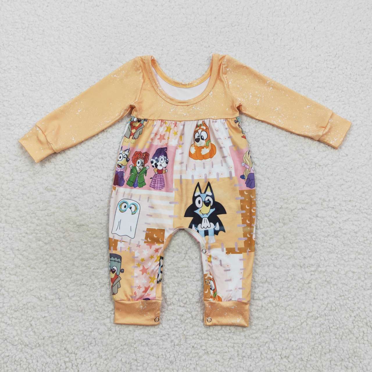LR0637 Cartoon Dog Witch Baby Girls Halloween Romper