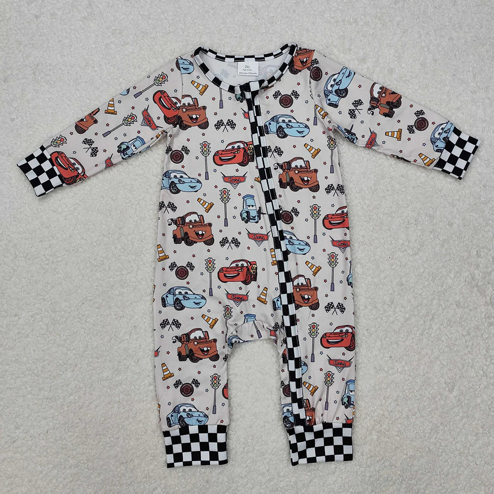 Sibling Baby Boys Car Racing Rompers Summer Sets