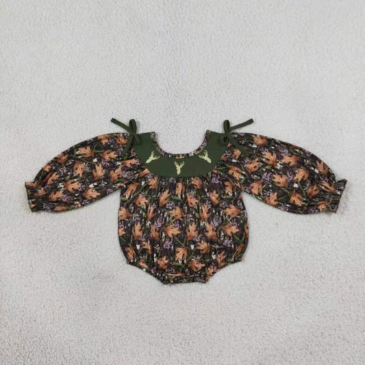 Sibling Baby Girls Boys Embrioidery Deer Camo Long Sleeve Romper