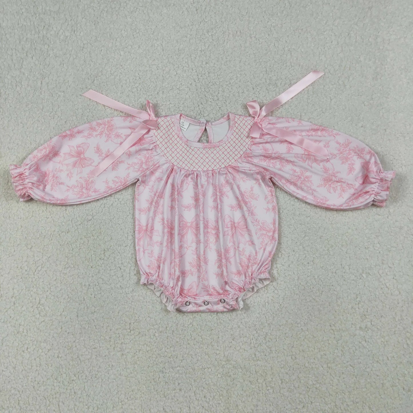 Sibling Smocked Checked Baby Girls Short Sleeve Colorful Bows Flowers Ruffle Rompers