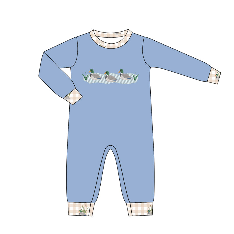 4.16 Baby Boys Duck Print Blue Long Sleeve Romper Preorder