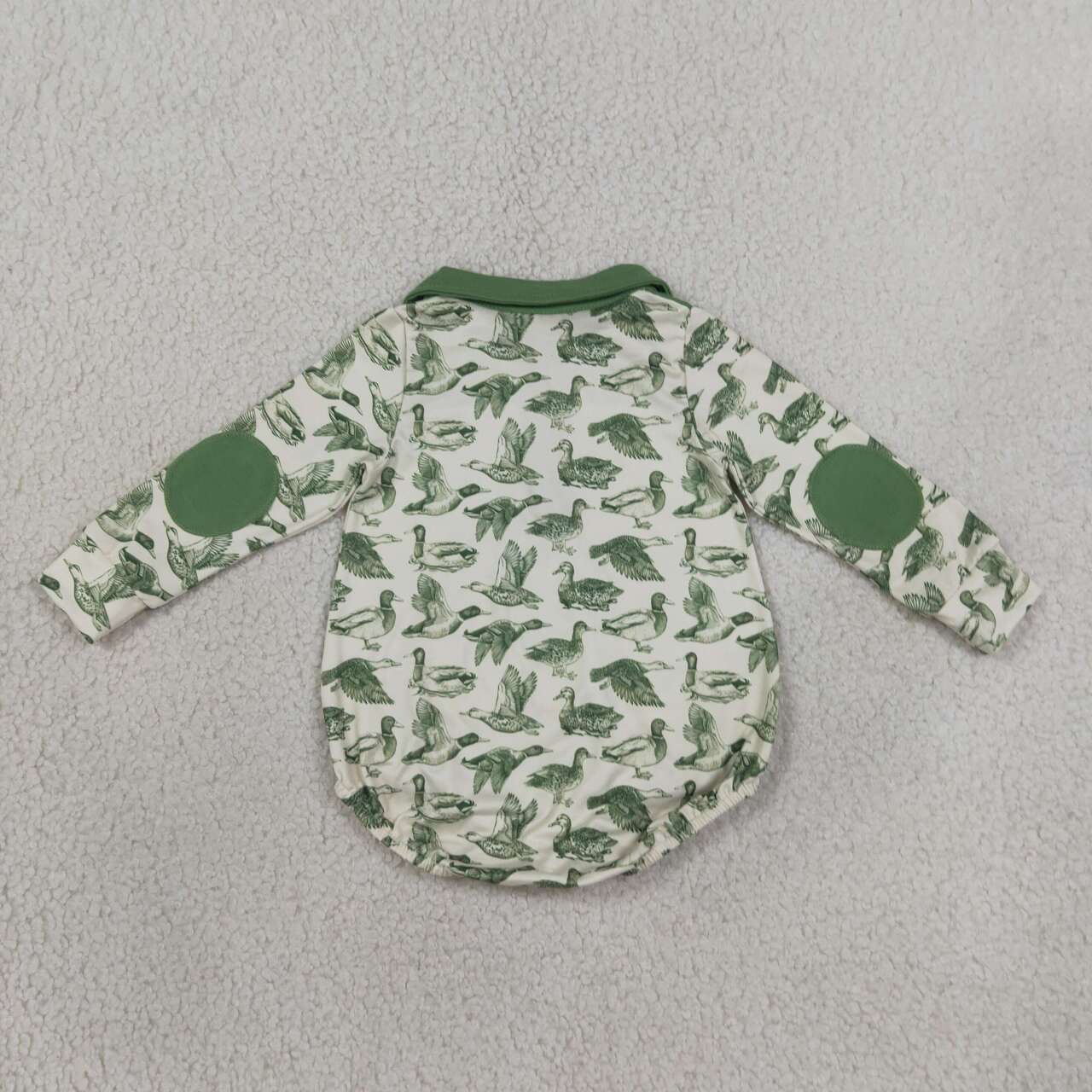 LR3050 Green Duck Baby Boys Sweatshirt Zipper Romper