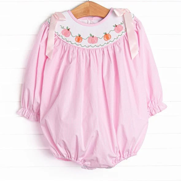 6.18 Preorder LR3099 Pumpkin Pink Print Baby Girls Fall Romper