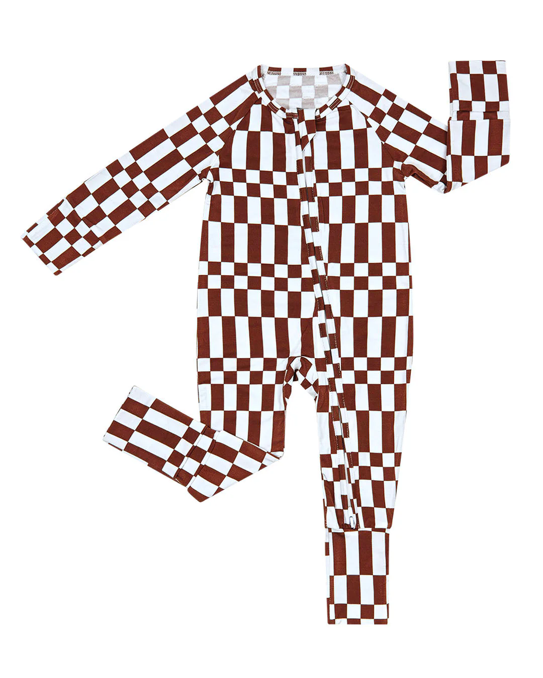 6.23 Preorder LR3114 Brown Plaid Baby Long Sleeve Zipper Sleeper Romper