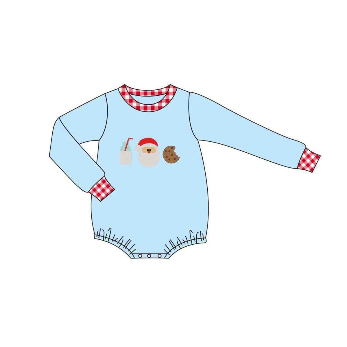 6.29 Preorder LR3129 Milk Santa Cookies Blue Print Baby Boys Christmas Romper