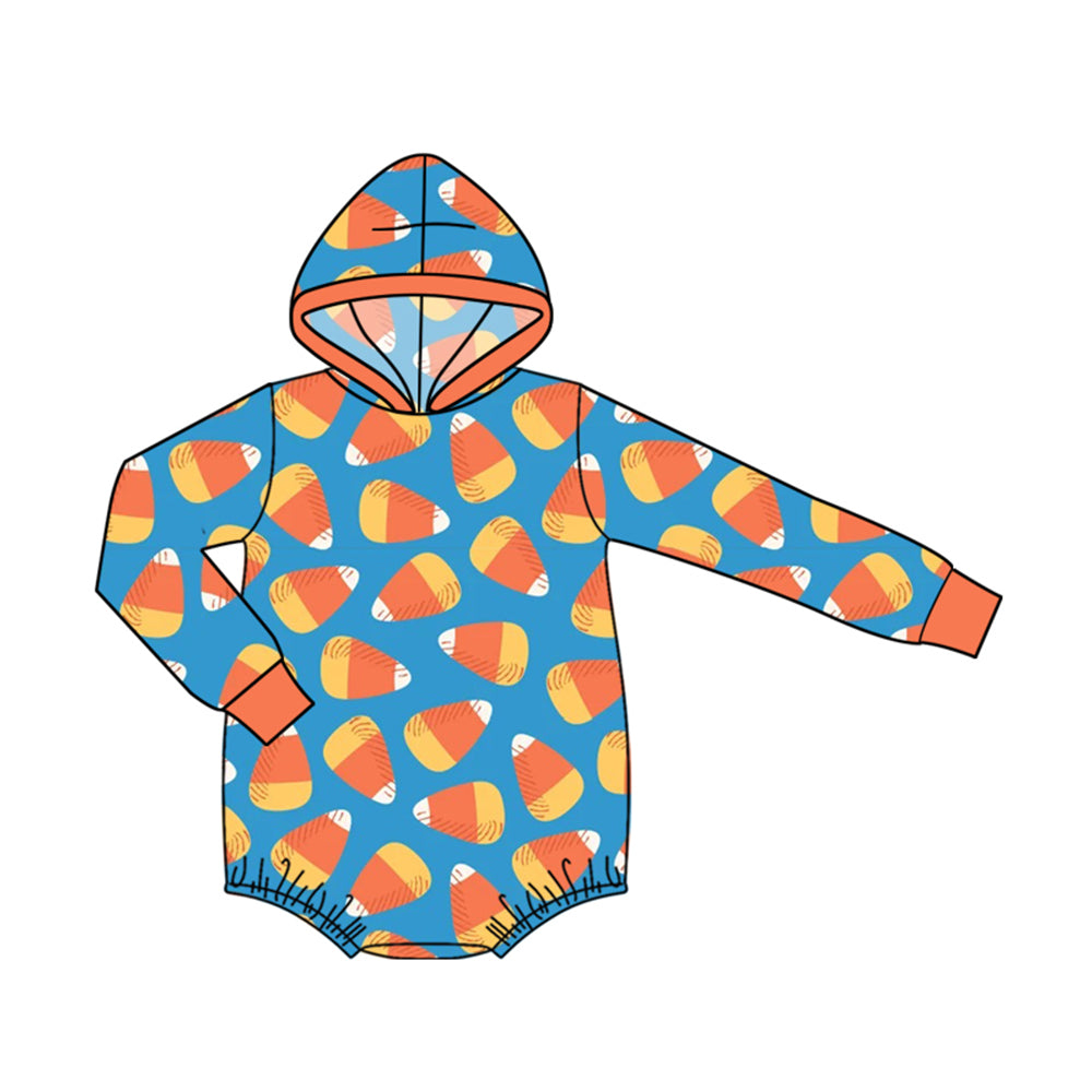 8.6 Preorder Baby Boys Candy Corn Long Sleeve Hoodie Romper