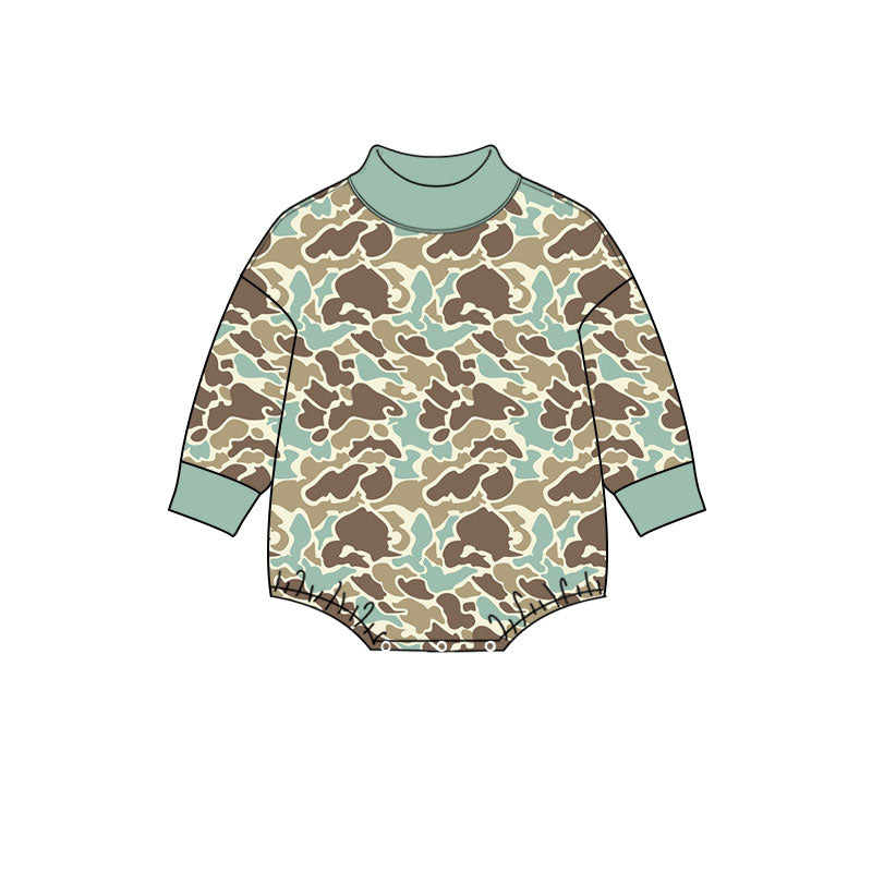 8.11 Preorder Baby Boys Blue Camo Long Sleeve Bubble Romper
