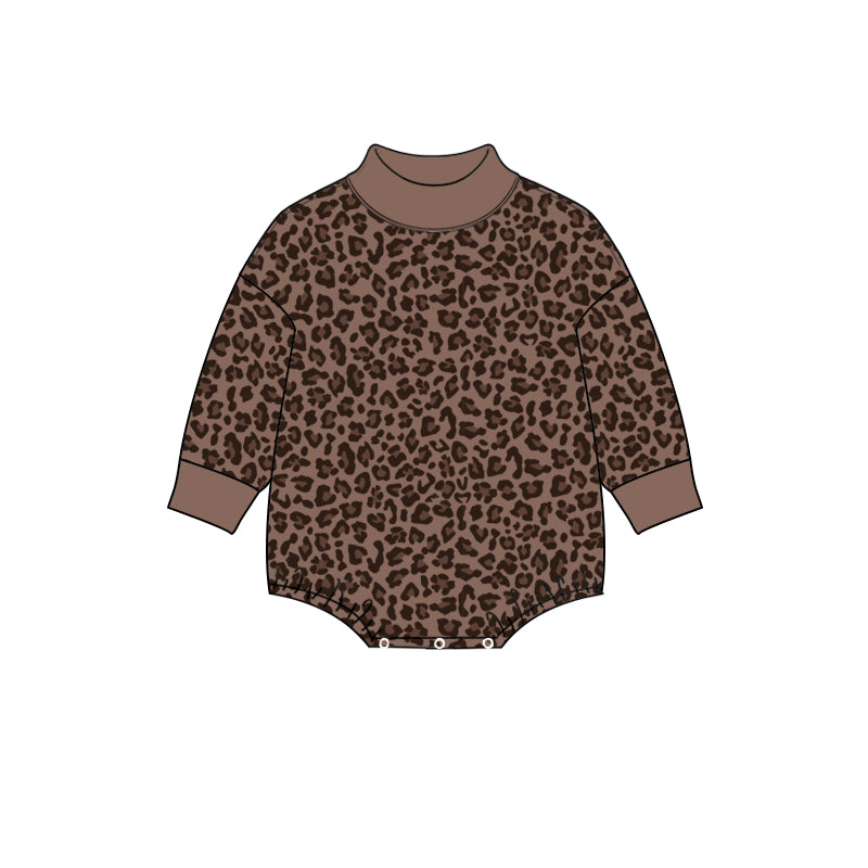 8.11 Preorder Baby Boys Leopard Long Sleeve Bubble Romper