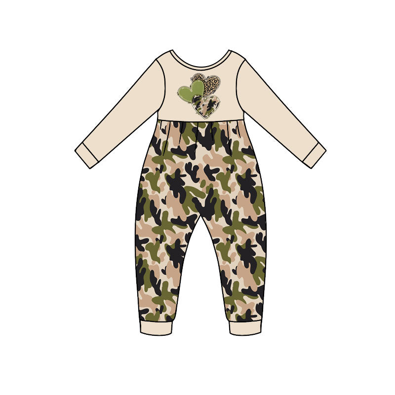 8.11 Preorder Baby Camo Patchwork Heart Long Sleeve Romper