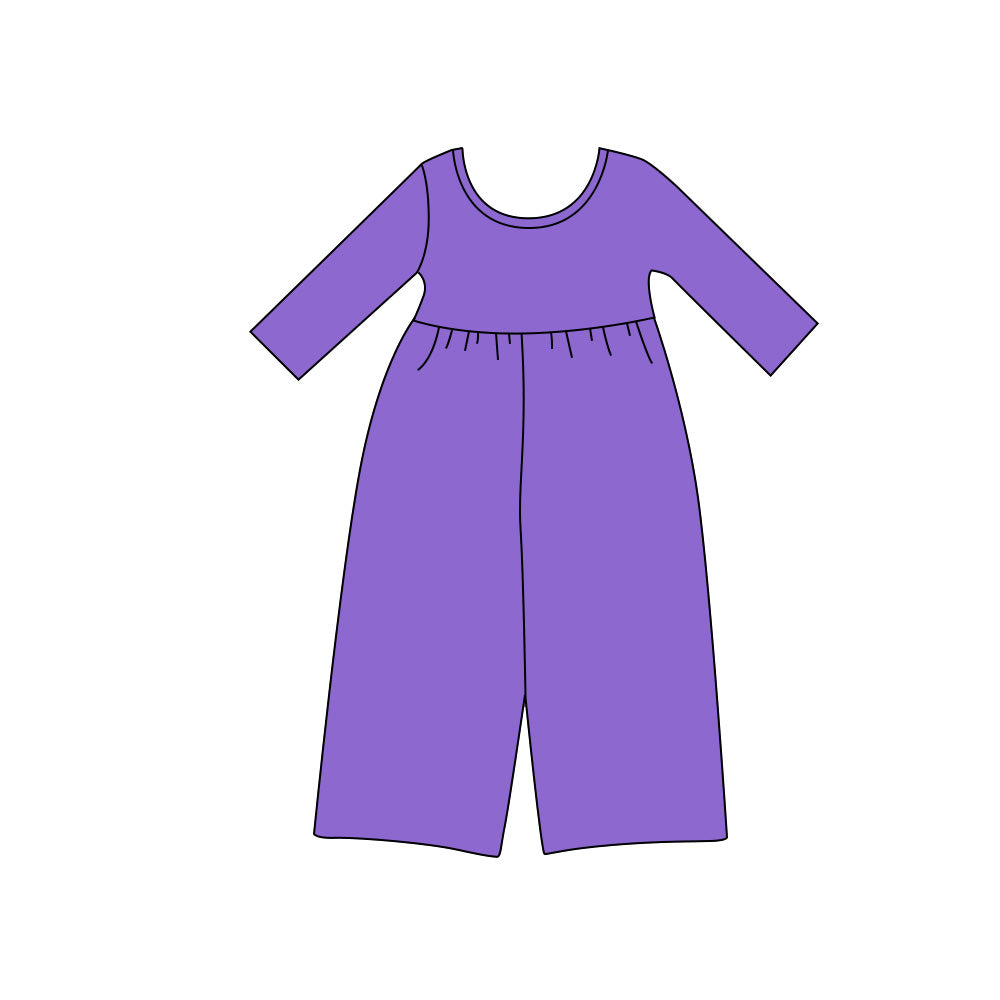 8.13 Preorder Kids Girls Lavender Long Sleeve Elastic Waist Wide Leg JumpsuitLavender
