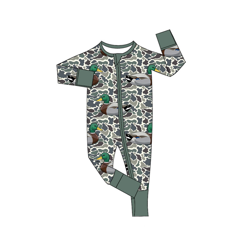 10.30 LR3442 Preorder Baby Boys Mallard Duck Camo Zipper Romper