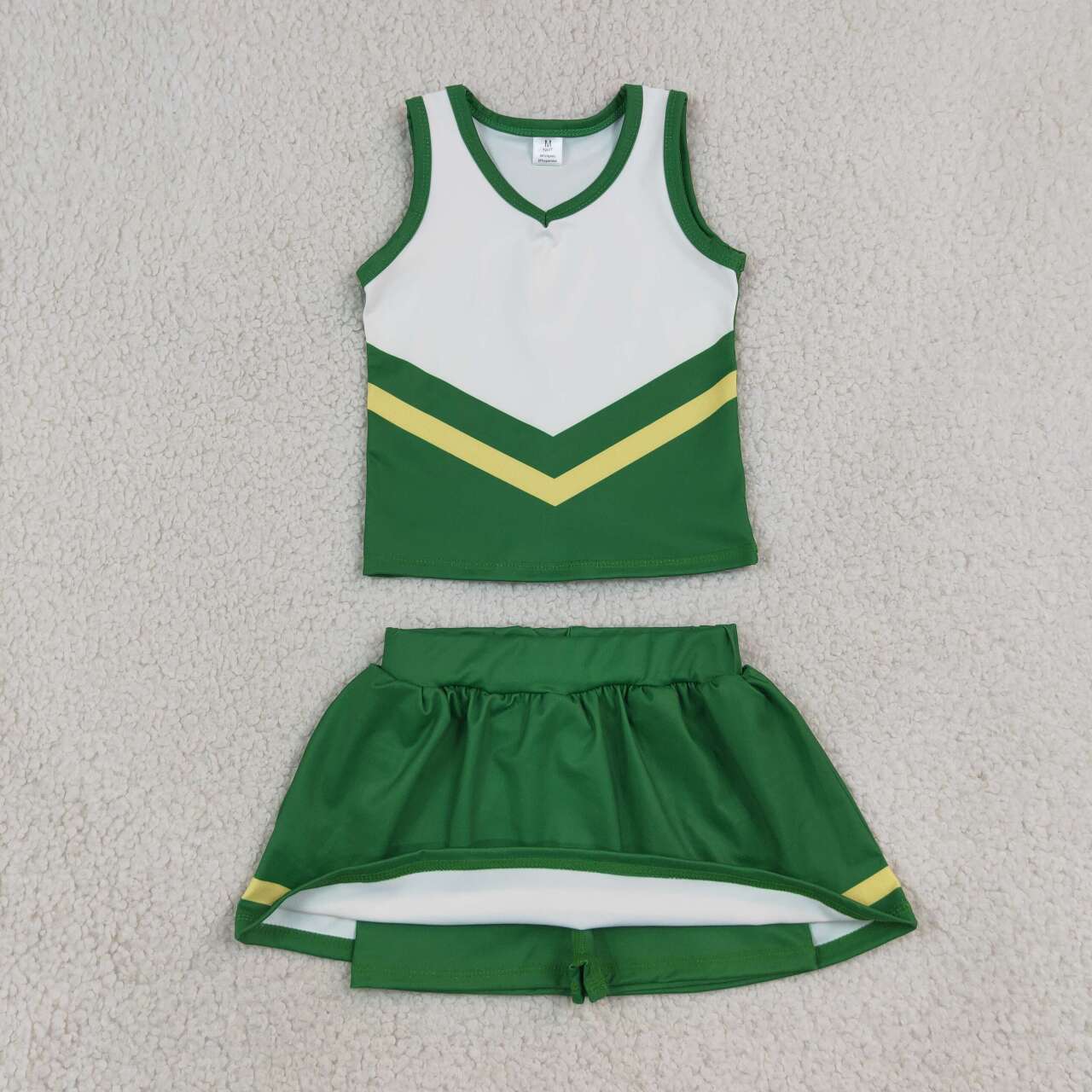 GSD4238 Teams Green Yellow Active Tank Top + Skort Girls Yoga Clothes Set