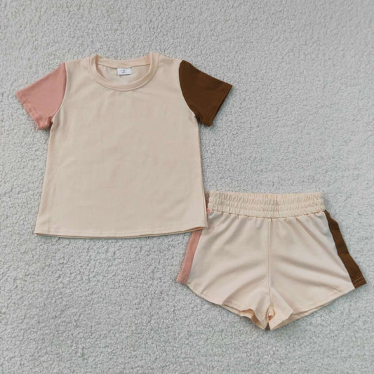 Baby Boys Khaki Patchwork Short Sleeve Shirt Top Short Clothes Set