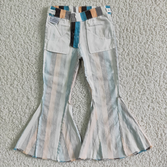 Blue Stripes Girls Bell Bottom Jeans P0002