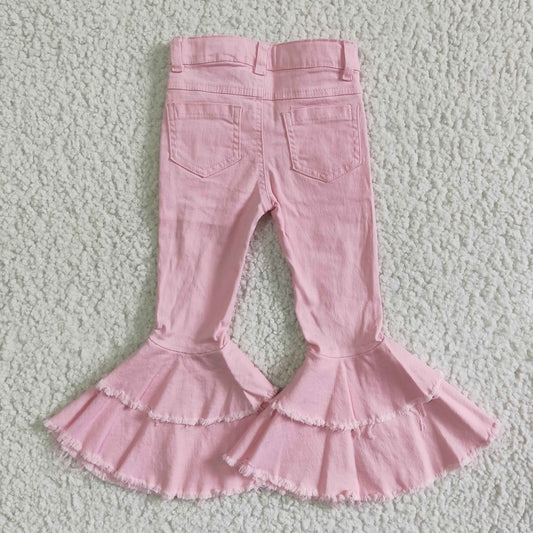 Pink denim bell bottom jeans P0005