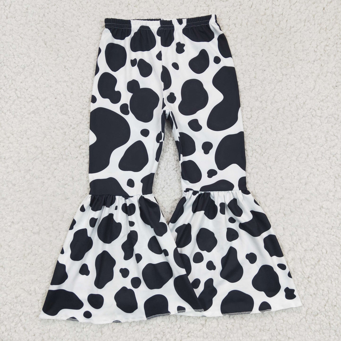 Girls cow print bell bottom Western pants P0041