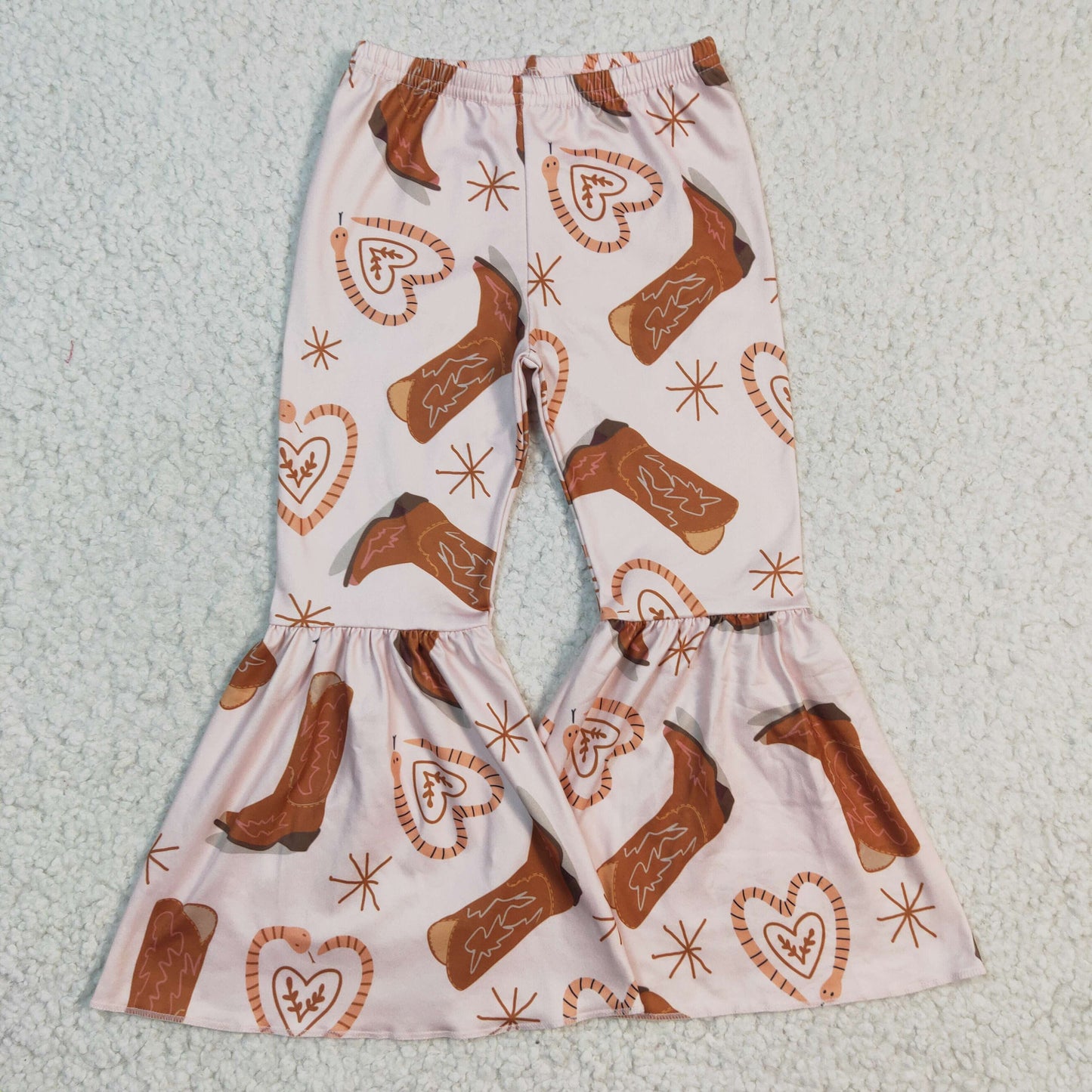 Girls boots print bell bottom Western pants P0060
