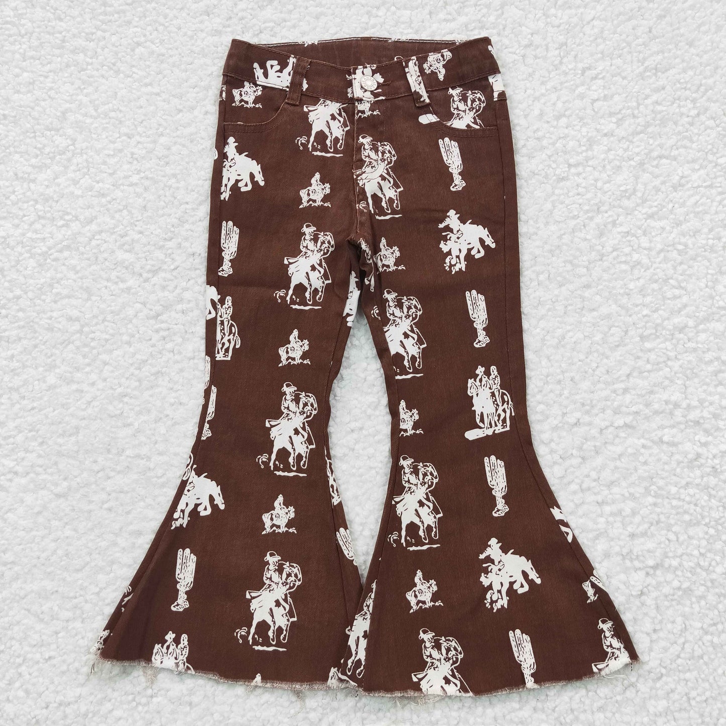 Western Baby Girls Rodeo Bell Bottom Deim Pants