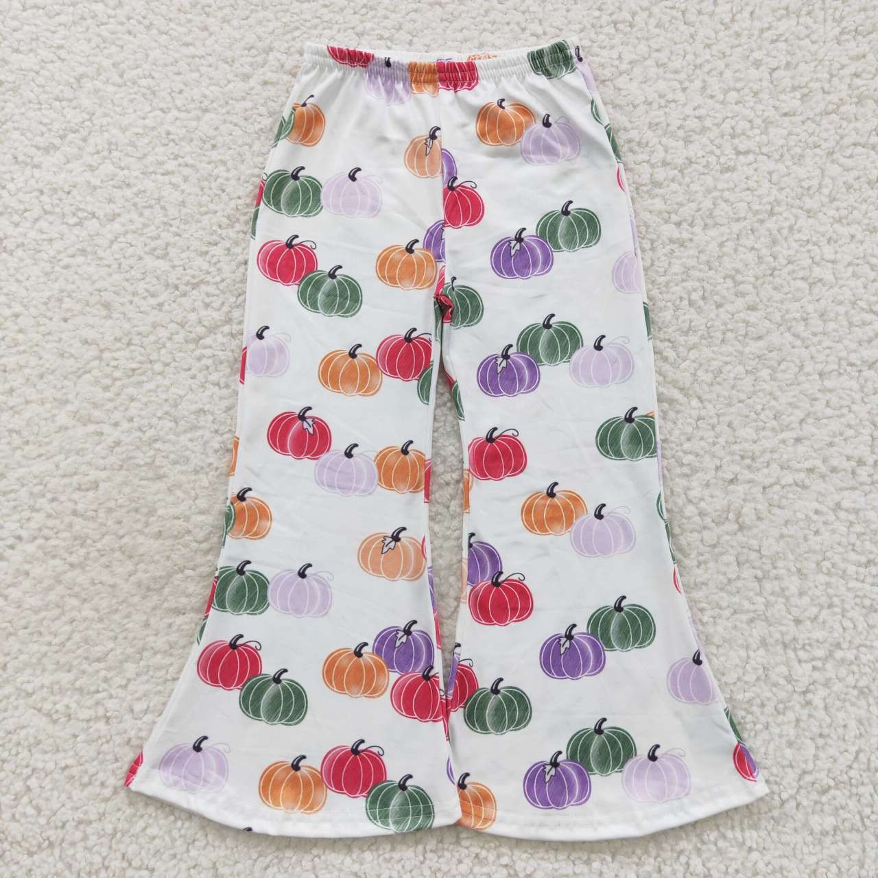P0196 Colorful Pumpkin Baby Girls Fall Bell Bottom Pants