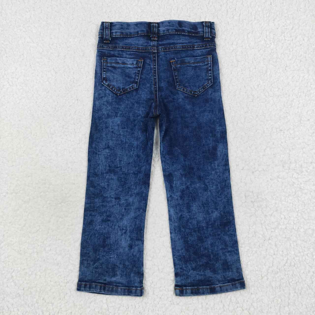 P0197 Blue Hole Denim Straight Bottoms Jeans Kids Pants