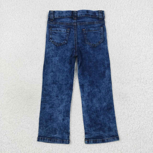 P0197 Blue Distressed Denim Straight Bottoms Jeans Kids Pants