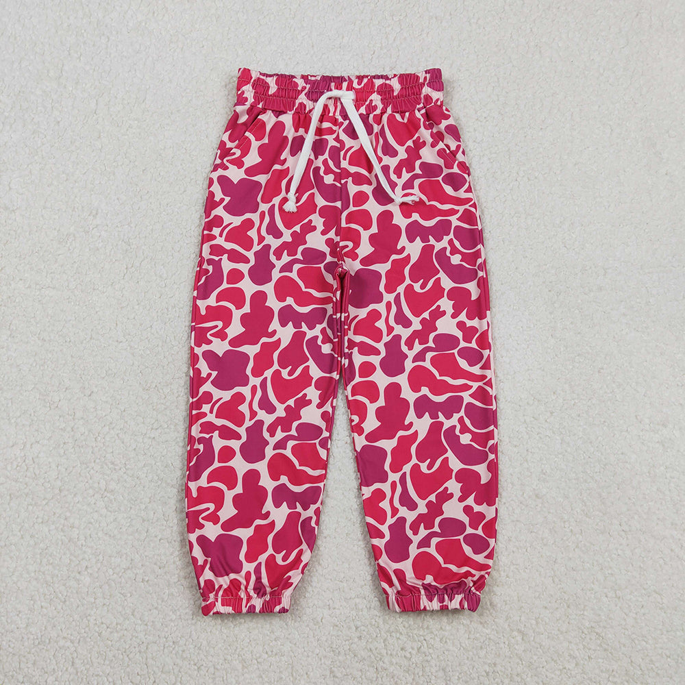 P0696 Hot Pink Camo Print Pockets Girls Bottom Joggers