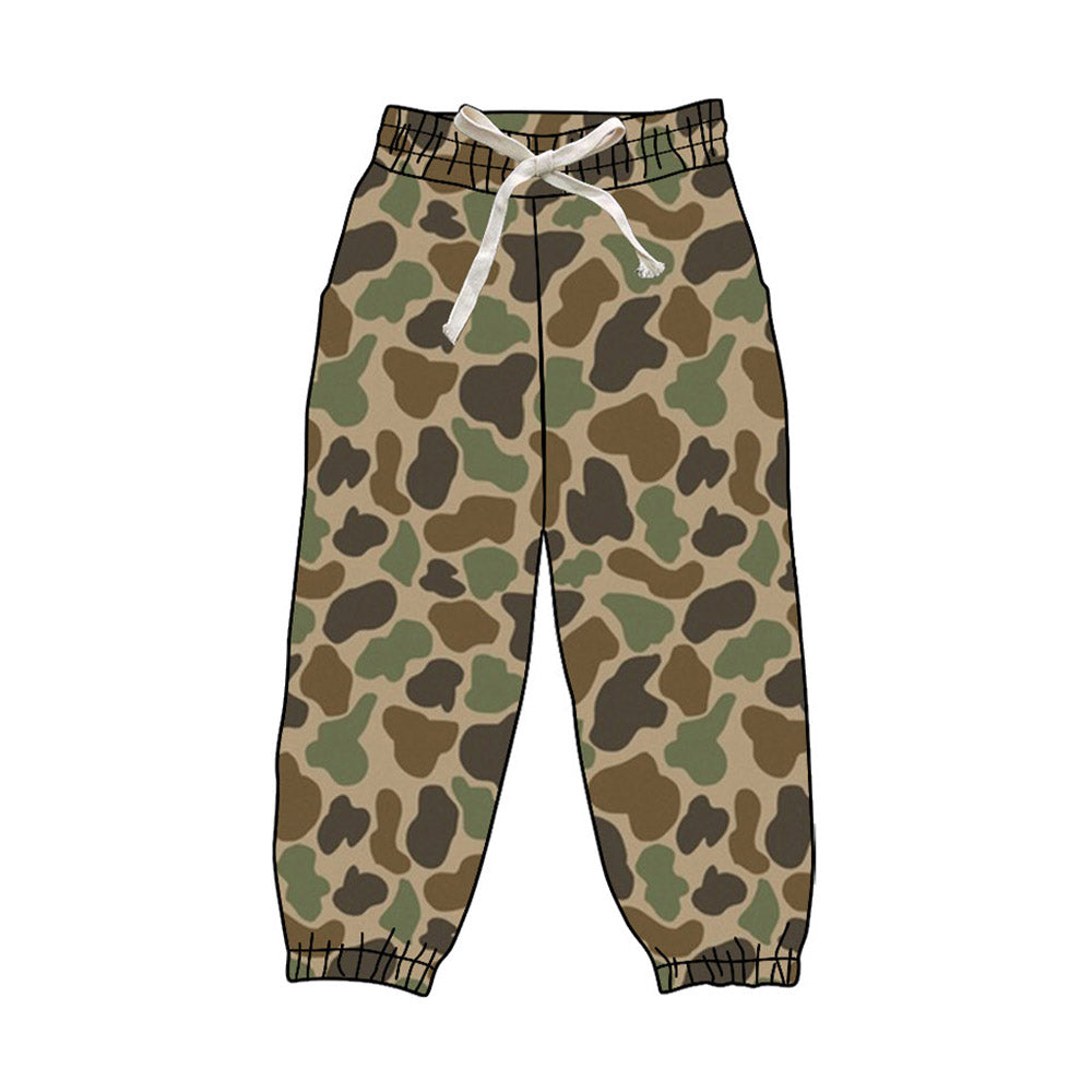 4.17 P1026 Preorder Green Brown Camo Print Kids Bottom Joggers
