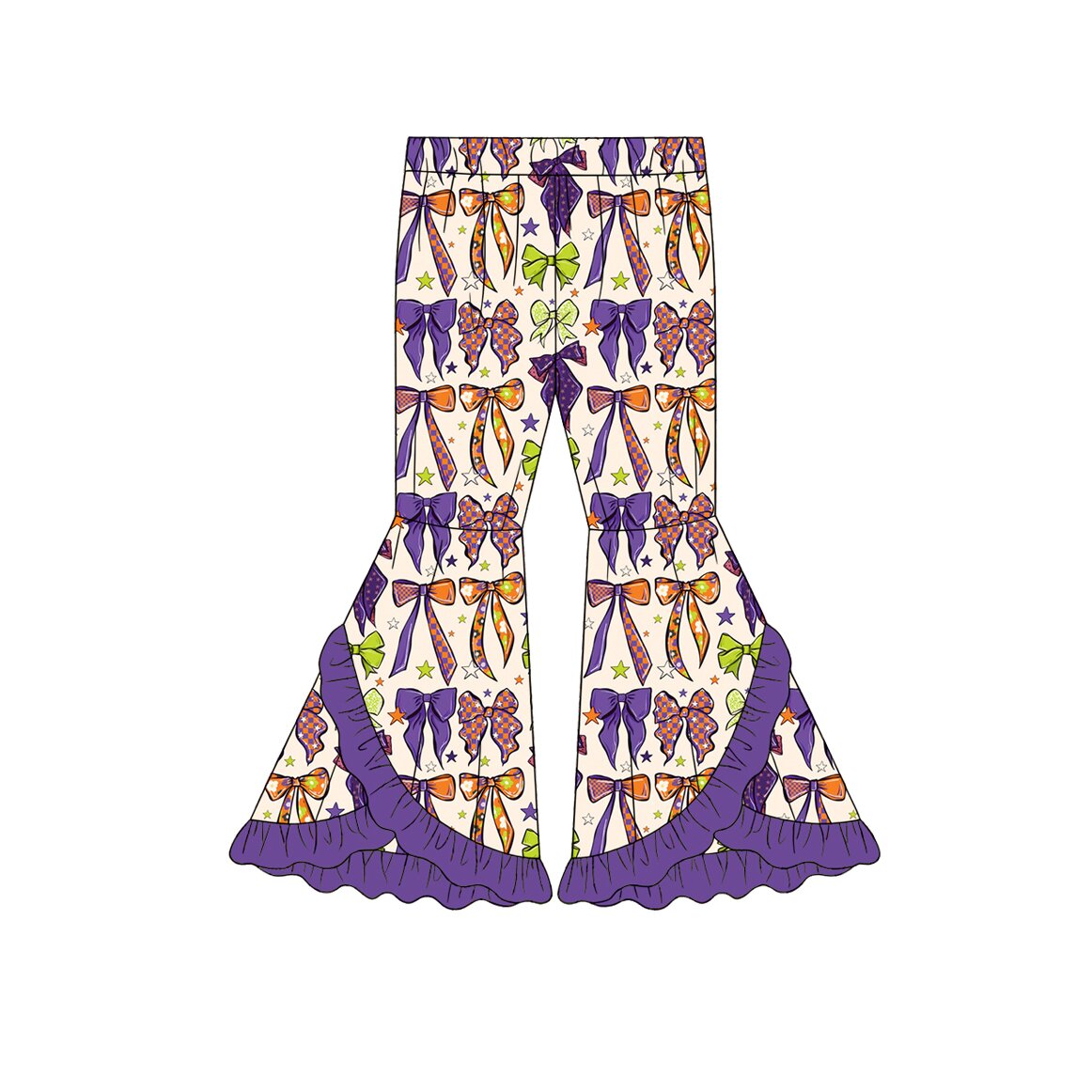 5.13 P1047 Baby Girls Halloween Purple Bow Bell Bottom Pants Preorder