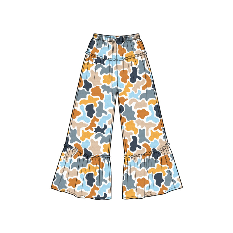 7.6 Preorder KIds Girls Color Cow Camo Camo Wide Leg Pants