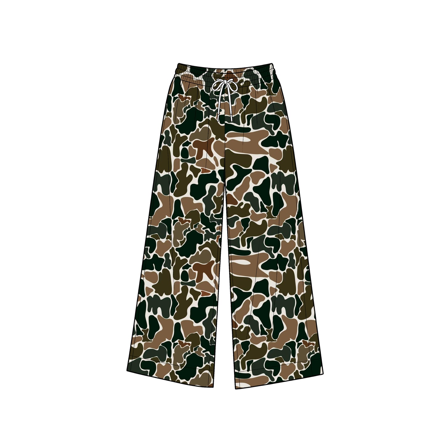8.1 P1109 Preorder Adult Brown Camo Print Woman Bottom Yoga Pockets Straight Pants