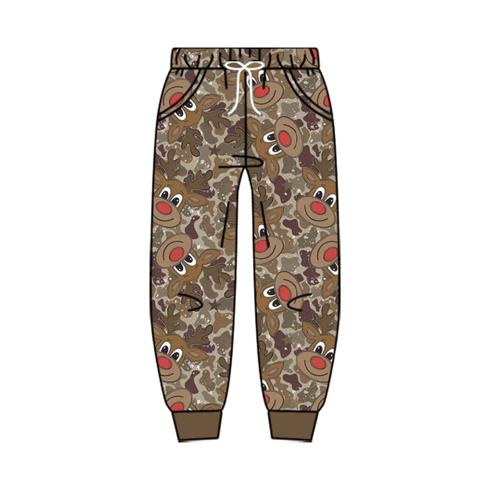 8.10 P1141 Preorder Deer Camo Print Kids Christmas Pockets Bottom Joggers Pants