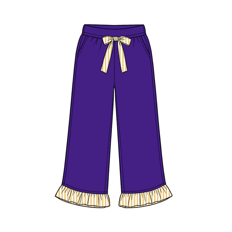 8.15 Preorder Kids Girls Purple Girls Wide Leg with Beige Stripe