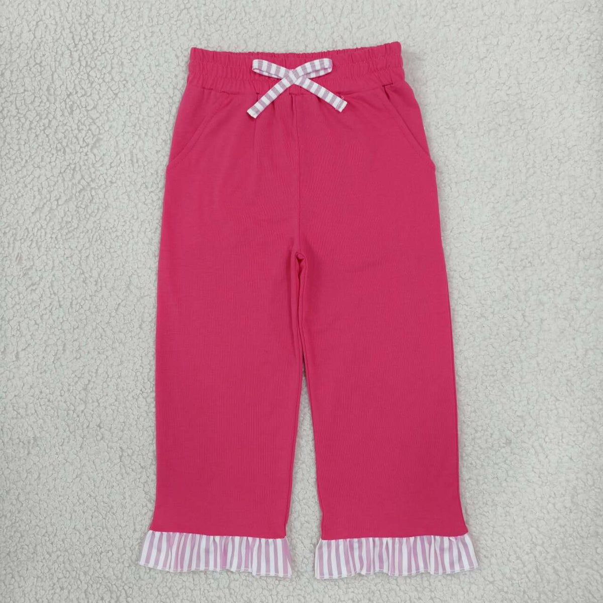 P1157 Hot Pink Girls Bottom Wide Leg with Pink Stripe Pants