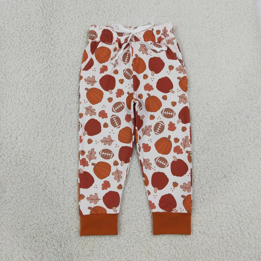 Sibling Baby Boys Fall Pumpkin Football Outfit and Romper