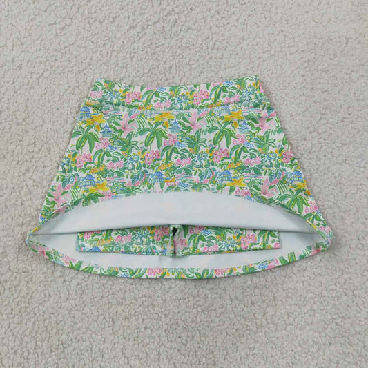 GLK0311 Floral House Active Skort Girls Bottom Yoga Skirts