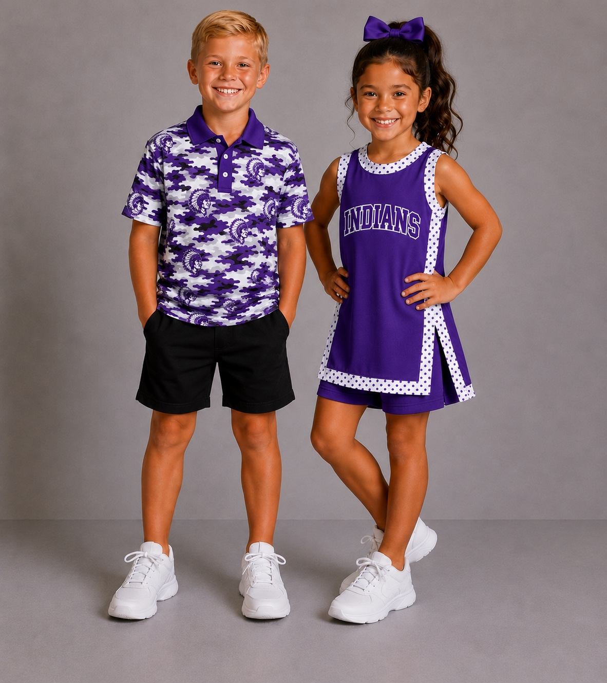 (Custom Design Preorder MOQ 5) Teams PNG Indians Camo Print Boys Girls & Man Clothes Family Matching Wear