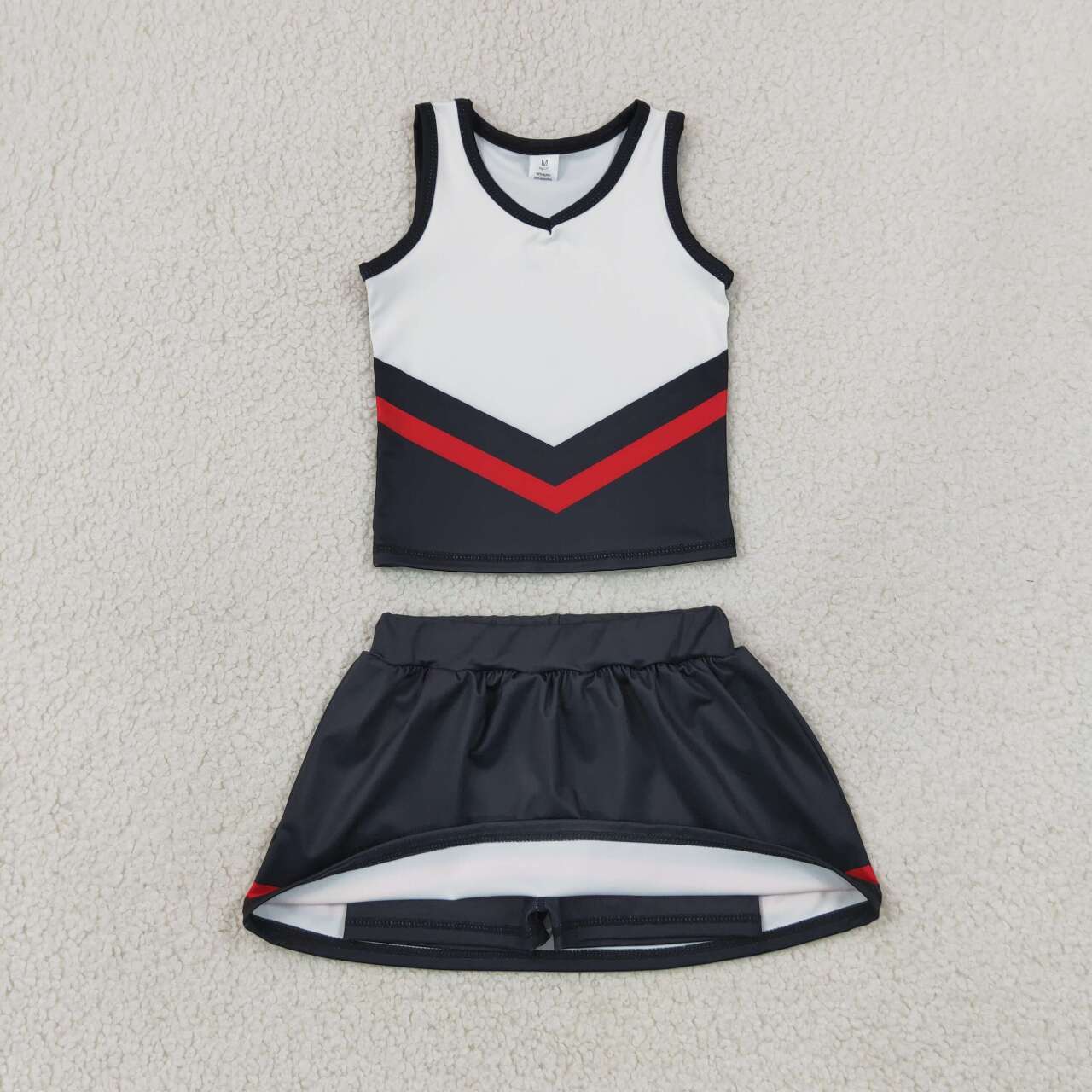 Kids Girls Black Red Active Tank Top + Skort Outfit