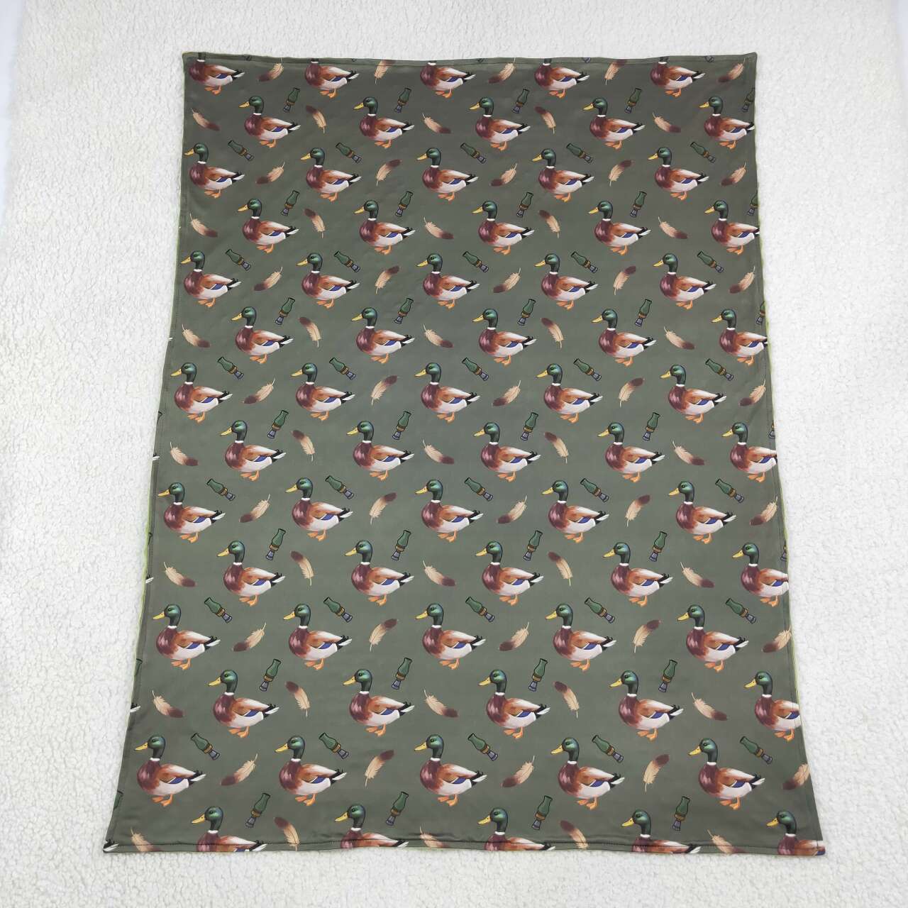 BL0287 Duck Call Feather Print Baby Boys Blanket