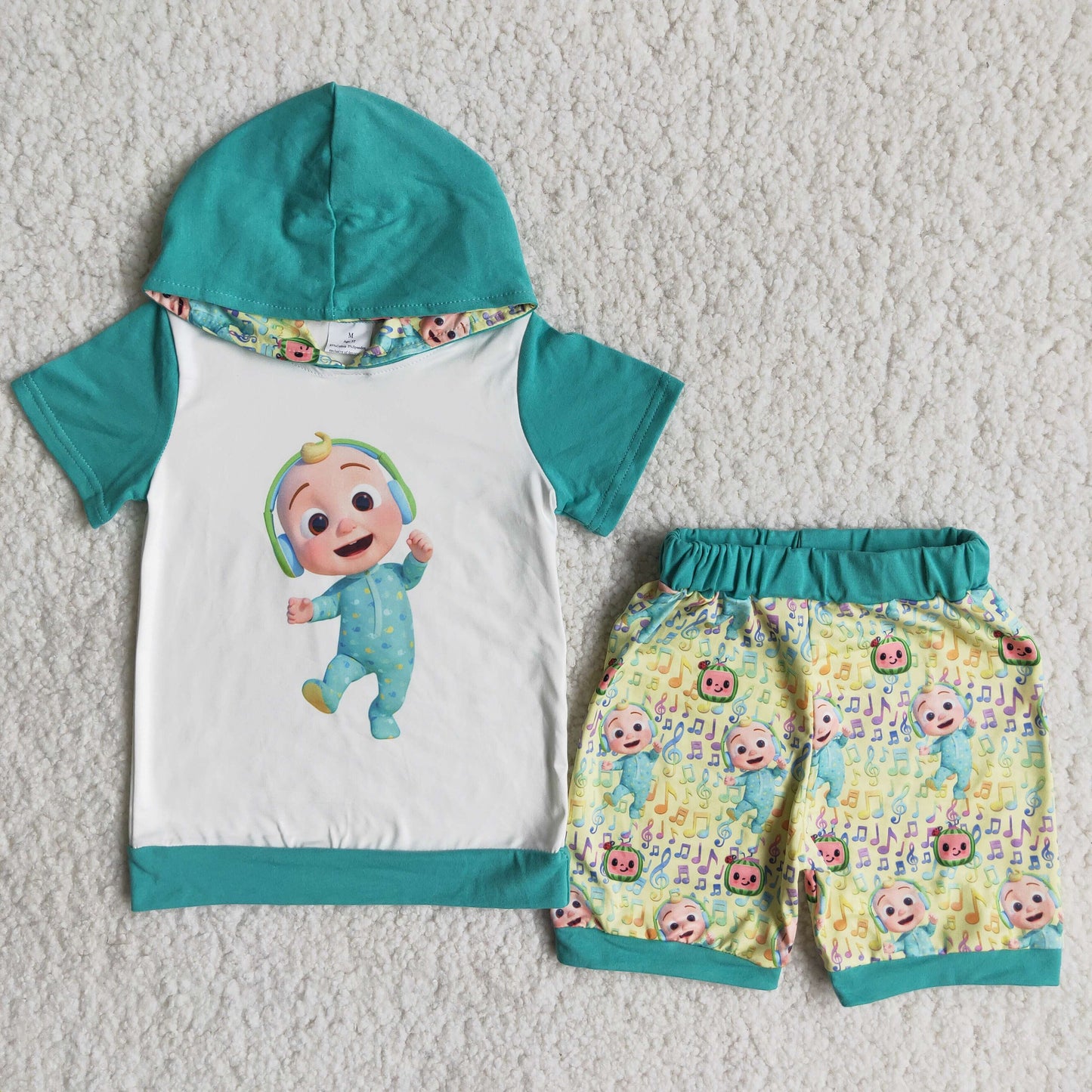 (Promotion)Cartoon Watermelon hooded Top shorts Boy's summer outfits A15-15 2.99