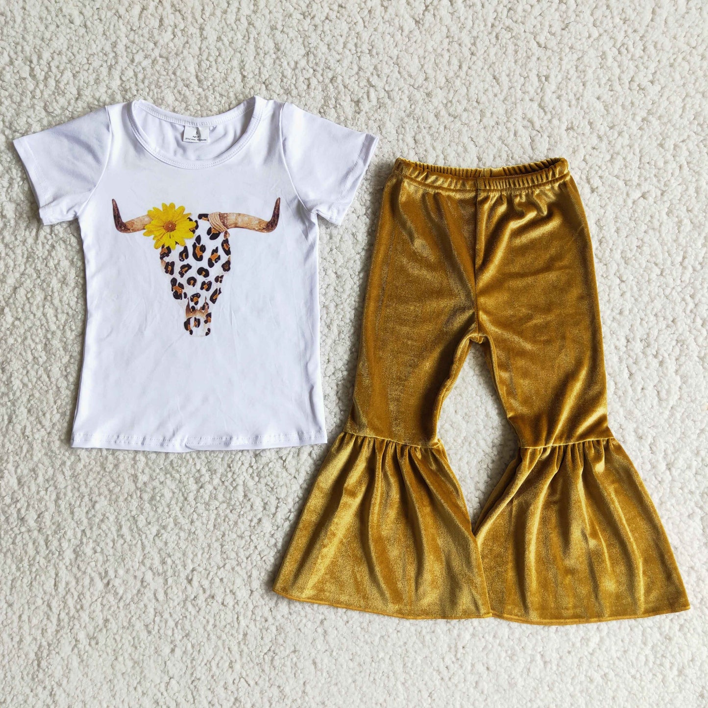 (Promotion) Short sleeve bell velvet pants outfits D2-11